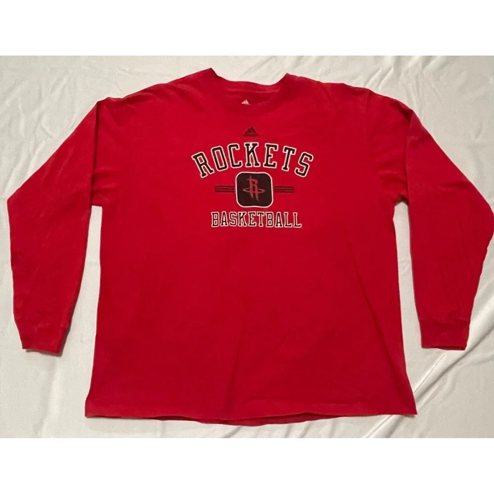 Mens Adidas Houston Rockets Basketball Long Sleeve TShirt Size 2XL